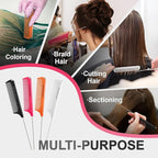 Rat Tail Combs for Parting, Protable Retractable Rat Tail Comb, Parting Combs for Hair Stylist, Fine Tooth Teasing Comb Stainless Steel Pin Tail, Easy to Carry (1 Pack-Pink)