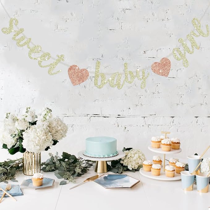 BEISHIDA Pre-Strung Glitter Champagne Girl Baby Banner Baby Shower Decor | NO - Image 6