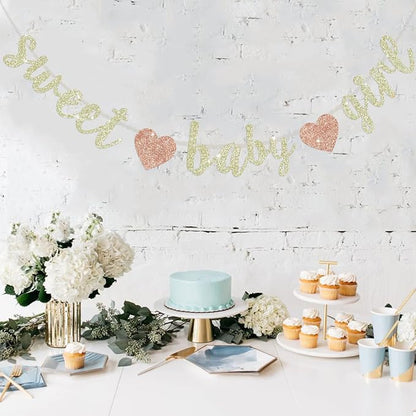 BEISHIDA Pre-Strung Glitter Champagne Girl Baby Banner Baby Shower Decor | NO - Image 6