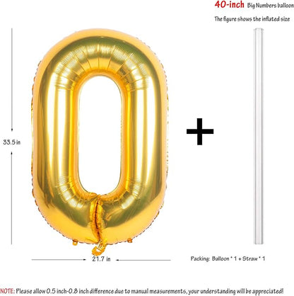 40In Large Gold Number Balloon 0 Aluminum Foil Mylar Big Number Balloon 0-9 | - Image 4