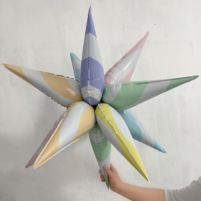 32 Inch Macaron Candy Star Balloons-6 Pastel Colors Swirl Foil Balloons - Image 3