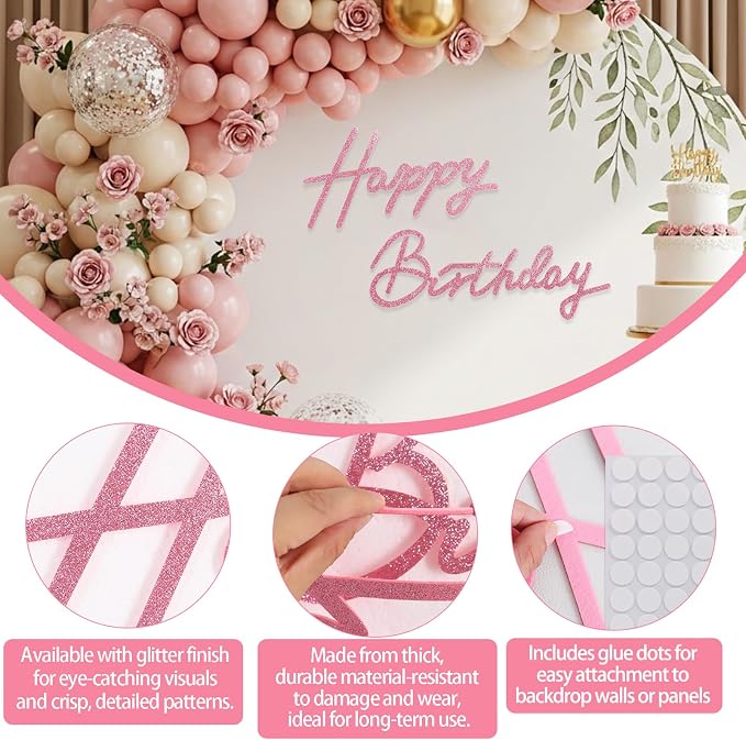 TONIFUL Happy Birthday Sign for Backdrop - Image 3