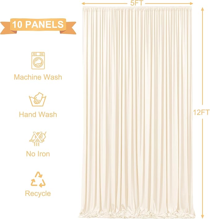 10 Panels Champagne Backdrop Curtains - Image 6