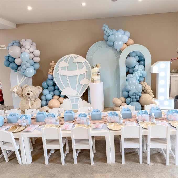 Dusty Blue Neutral Balloons, 12Inch Retro Blue Boho Apricot Latex Balloons - Image 6
