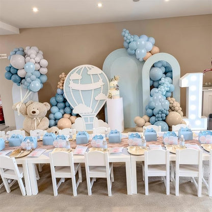 Dusty Blue Neutral Balloons, 12Inch Retro Blue Boho Apricot Latex Balloons - Image 6