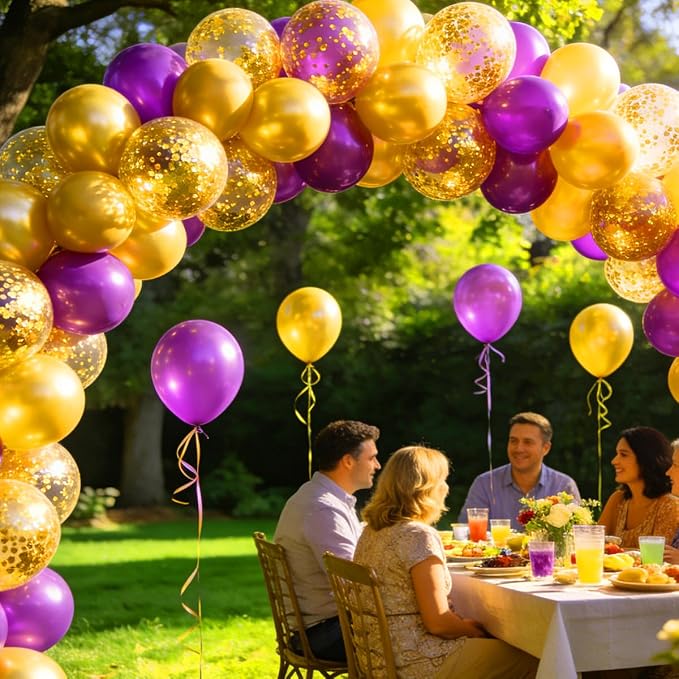 Purple Gold Balloon Garland Arch Kit - Image 5