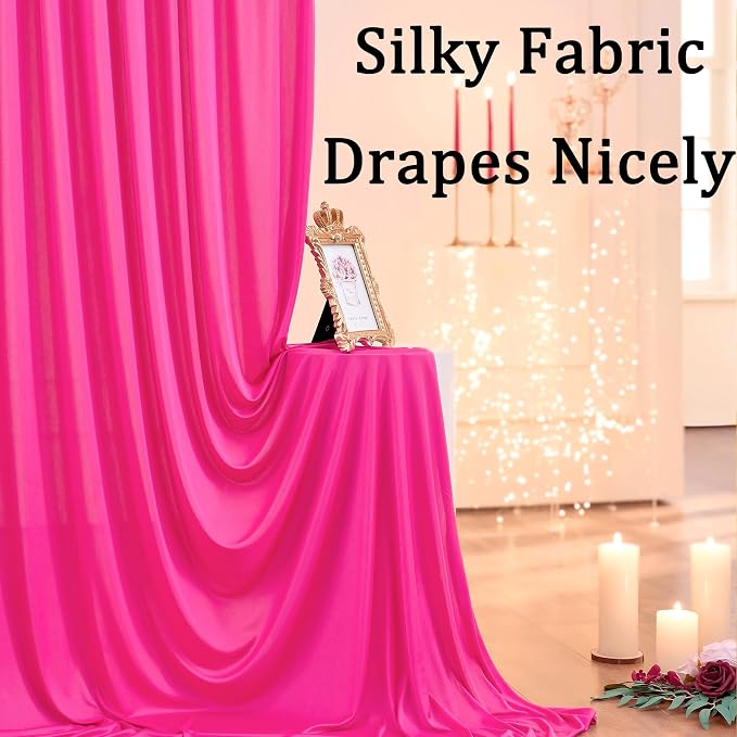 10ft x 10ft Wrinkle Free Hot Pink Backdrop Curtains - Image 2