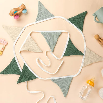 Oudain 2 Pcs Pennant Banner Flags Nursery Garland Triangle Bunting Flags - Image 3