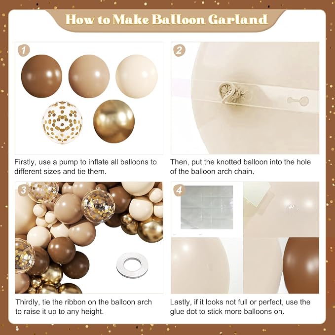 Brown Balloon Arch Kit for Birthday Party Decorations | 140Pcs Neutral Nude - Image 6