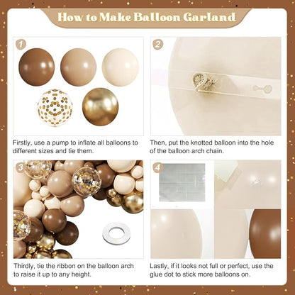 Brown Balloon Arch Kit for Birthday Party Decorations | 140Pcs Neutral Nude - Image 6