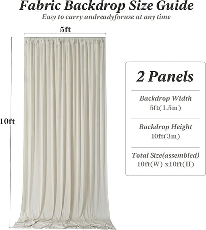 10 ft x 10 ft Wrinkle Free Beige Backdrop Curtain - Image 7