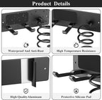 Tindbea Hair Dryer Holder + Curling Iron Holder,Blow Dryer Holder Wall Mount, Bathroom Hair Tool Organizer Rack for Universal Dryer Matte Black