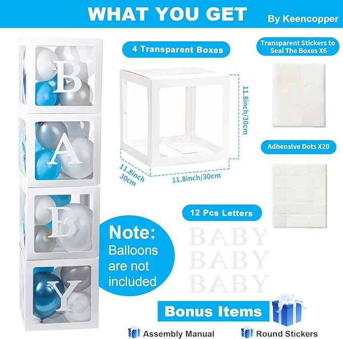 Baby Boxes with 12 Letters for Baby Shower, Baby Shower Decorations for Boy Or - Image 2