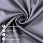 100% Mulberry Silk Pillowcases Set of 2 for Hair and Skin and Super Soft and Breathable Queen Size Nature Silk Pillowcases (Queen, Gray)