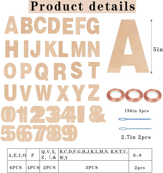 116 Pcs DIY Glitter Customizable Banner Kit Custom Banner Including 111 Letters - Image 2