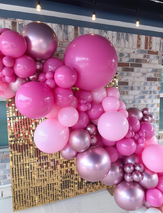 Pink Balloons Set, Metallic Chrome Pearl and Macaron Pink Balloons - Image 6