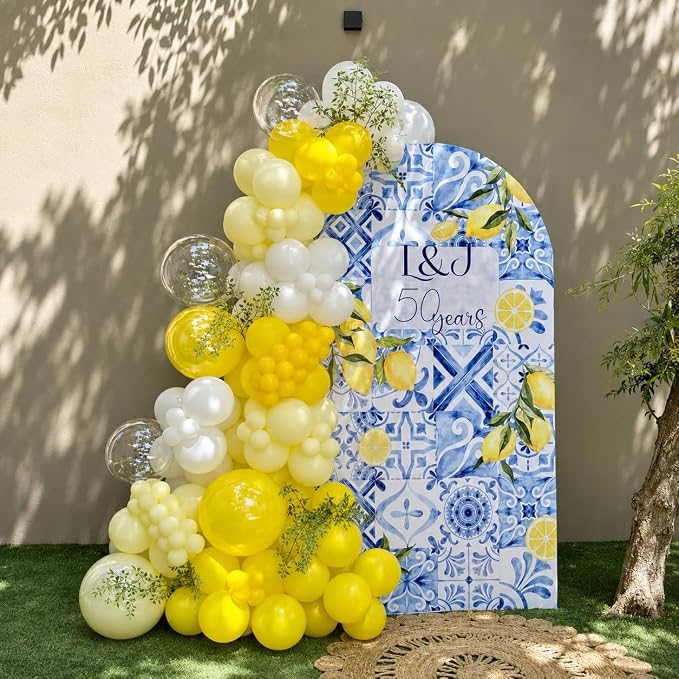 Yellow and White Balloons, 12Inch Pastel Yellow White Gold Confetti Balloons - Image 3