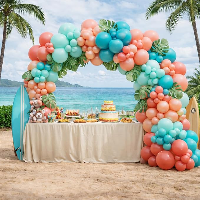 Hawaiian Tropical Balloon Garland Arch Kit, Coral Beach Birthday Decorations | - Image 3