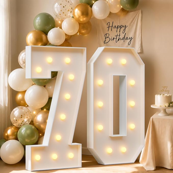 4FT Light Up Marquee Number 70 Warm White Light | Decorations by Letsmakeitimpressive