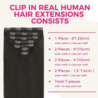 Lashey Clip in Hair Extensions, Real Human Hair, 18 Inch #1B Natural Black 7pcs 120g, Straight Remy Human Hair