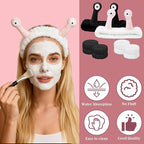 Snail Face Wash Headband Skincare & Wrist Bands for Washing Face Set Cute Spa Headband for Women and Wrist Faces Wash Bands for Shower, Facial Cleaning, Soft Coral Fleece Makeup Headbands,Black&White