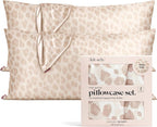 Kitsch Satin Pillowcase, Softer Than Silk Pillow Cases, Cooling Pillow Covers, King Size Pillow Cases Set of 2, Satin Pillowcase with Zipper for Hair, Skin & Quality Sleep, 19"x36" Leopard, 2pcs