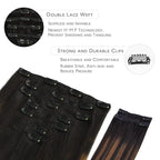 WENNALIFE Clip in Hair Extensions, 150g 18 Inch 9pcs Balayage Natural Black to Chestnut Brown Human Hair Extensions Thicker Clip in Hair Extensions Real Human Hair Clip Set Double Weft