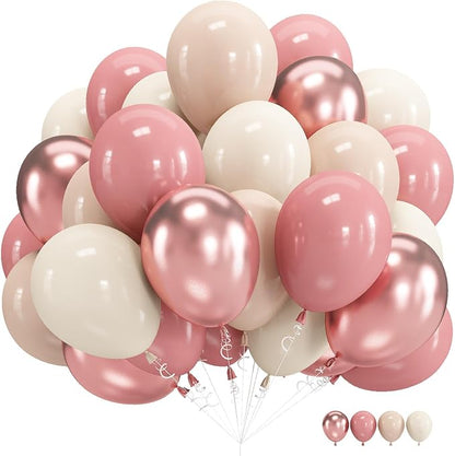 Blush Pink Balloons, 60 Packs 12 Inch Retro Pink Double Stuffed Nude Beige by Govpy