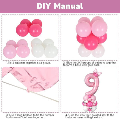 40 Inch Pink Number 9 Balloon for 9th Birthday Decoration Pastel Baby Pink - Image 6