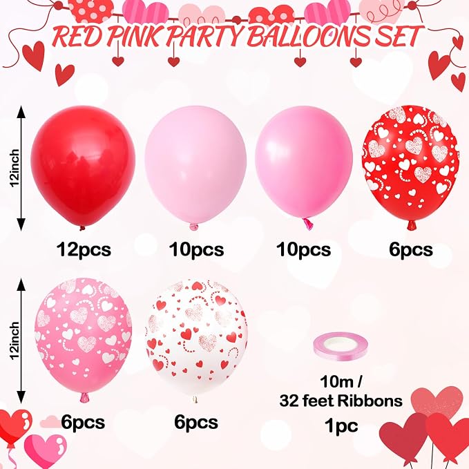 Red and Pink Balloons, for Valentine’s Day Wedding Engagement Anniversary Baby - Image 2