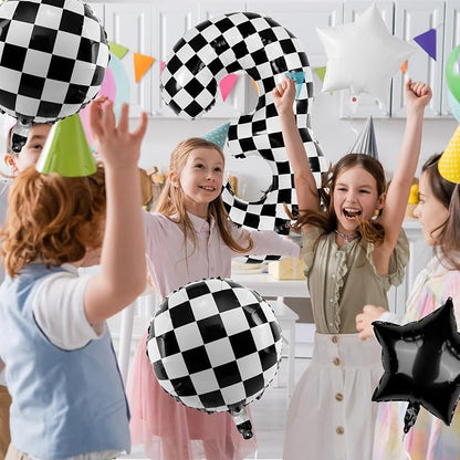 40 Inch Checkered Number Balloons 3 Black and White Foil Balloon - Image 7