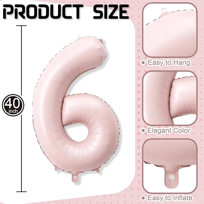 40 Inch 16 Balloon Number, Large Pastel Blush Baby Pink Foil Number 16 Balloons - Image 2