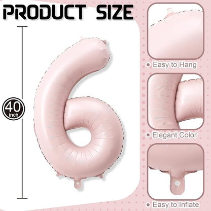 40 Inch 16 Balloon Number, Large Pastel Blush Baby Pink Foil Number 16 Balloons - Image 2