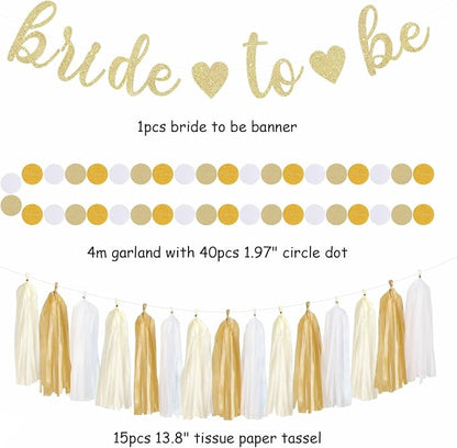 Champagne Gold White Bridal-Shower Party-Decorations - Image 2