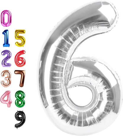 Number Balloons 6 Balloon Silver by Enyeopd