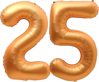 25 Balloon Number, 40 Inch Orange Foil Balloons Giant Jumbo Helium Number 25 or by VHUWE
