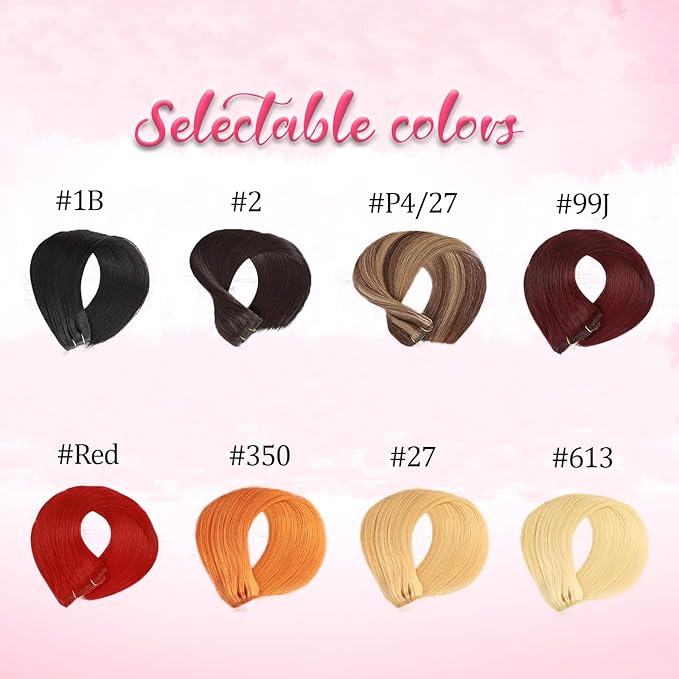 Kinky Straight Clip in Human Hair Extensions 125g 8Pcs with 18Clips Full Head for Black Women Red Brazilian Clip in Hair Extension Human Hair for Women（#Red 24inch）