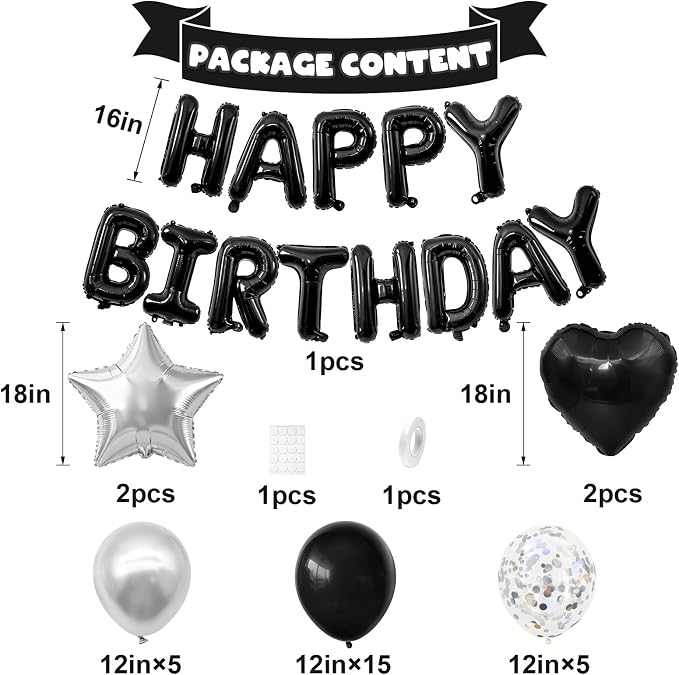 Black and Silver Birthday Decorations - Image 2