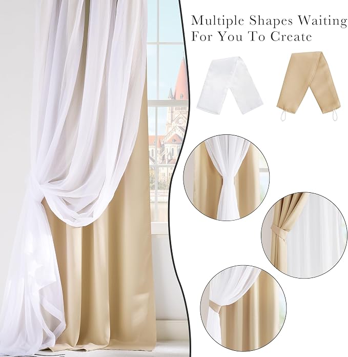 PONY DANCE Living Room Curtains, 52 by 84 inches, Biscotti Beige, Tie-Backs - Image 9