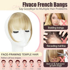 Clip in Bangs, Synthetic Wispy Bangs Hair Clip, Ash Blonde Fake Bangs Fringe with Temples Hairpieces for Women Natural Curved Hair Extensions for Daily Wear