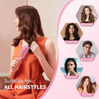 Curl Defining Brush, 4-in-1 Curly Hair Brush – Flexible Styling Brushes for Women and Men, Curls Detangling Hairbrush Featuring a Crescent Shape and Ultra-Smooth Bristles for Wet & Dry Hair - Pink
