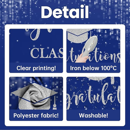 Mocsicka Class of 2026 Backdrop Blue Silver Glitter Bokeh Graduation Party - Image 3