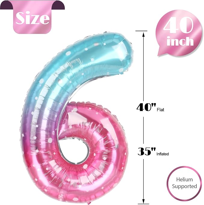 Starry Sky Number 6 Balloon 40 Inch, 6th Birthday Decorations Men Women | Foil - Image 5