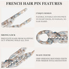 Sunolga 6pcs Prestige French Hair Pins for Women, 4.38" Large, Serrated Anti-Slip Design, Curved Shape for Better Head Fit, Coquette Elegant Hair Accessories for Updos, Chignon, Bun Hairstyles