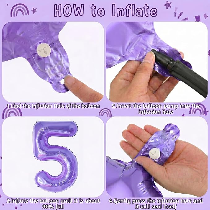 Purple Number 15 Balloon 40 Inch, Large Metallic Lavender Mylar Foil 15 Balloons - Image 5