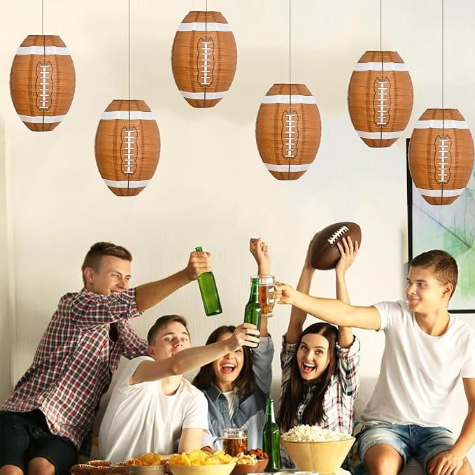 BEISHIDA 12 Inch Football Paper Lanterns 6 Packs Hanging Round Chinese Lantern - Image 5