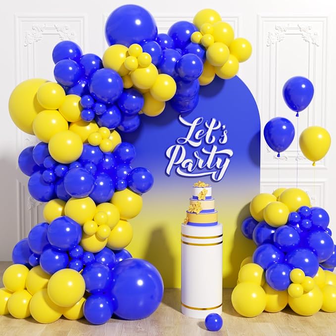 131pcs Blue and Yellow Balloon Arch Kit by Unknown