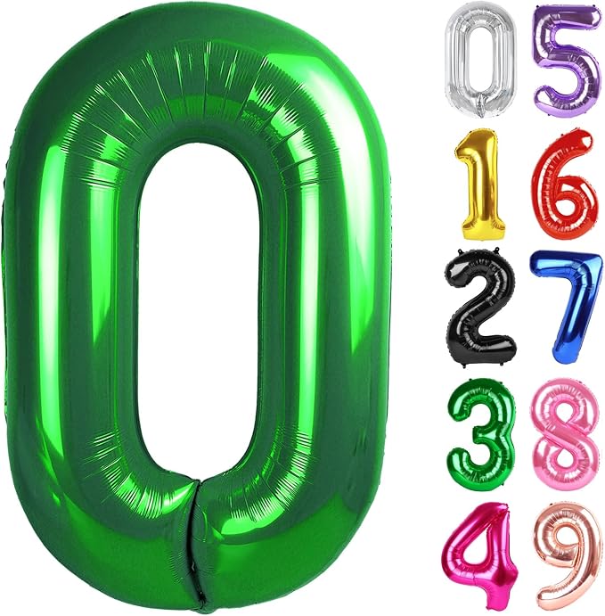 Green Number 0 Balloon 40 Inch, 0th Birthday Party Decorations Men Women | Foil by IWERP