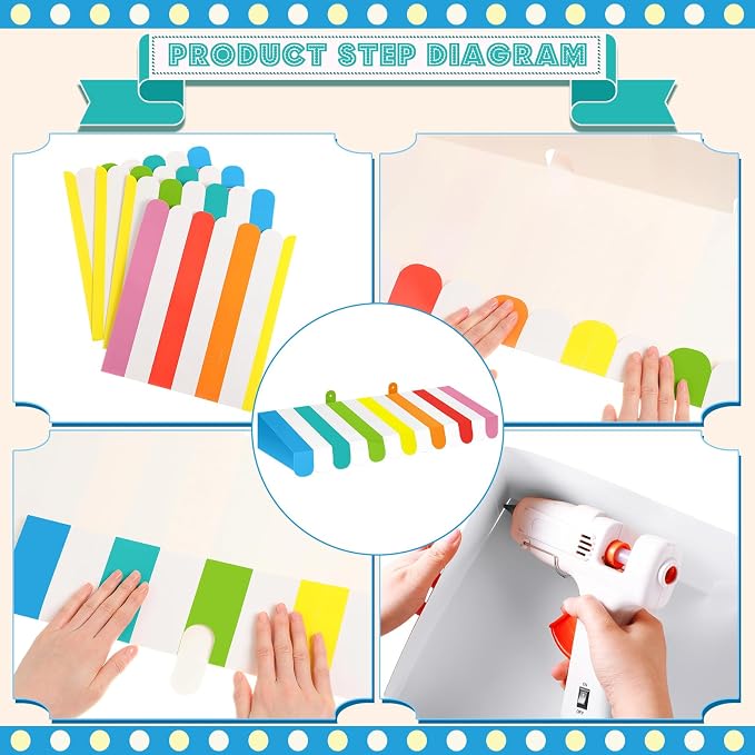 Boao 4 Pack Rainbow Awning Decoration 3D Stripe Cardboard Awning Pride Month - Image 3