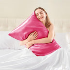 BEDELITE Satin Pillowcase with Zipper, Hot Pink Pillow Cases Queen Size Set of 2, Super Soft and Cooling Similar to Silk Pillow Cases, Gift for Women Men(20x30 Inches)